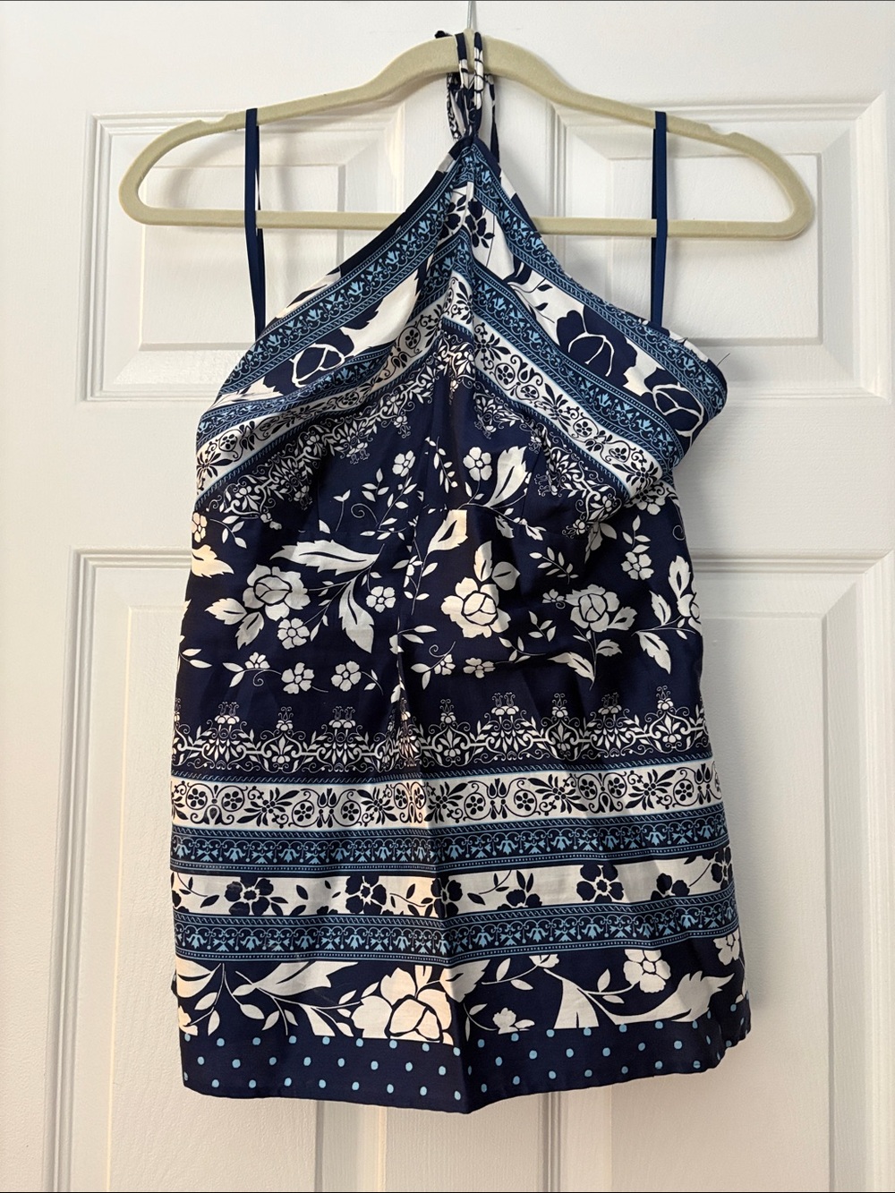 LOFT Navy and White Floral Halter Camisole